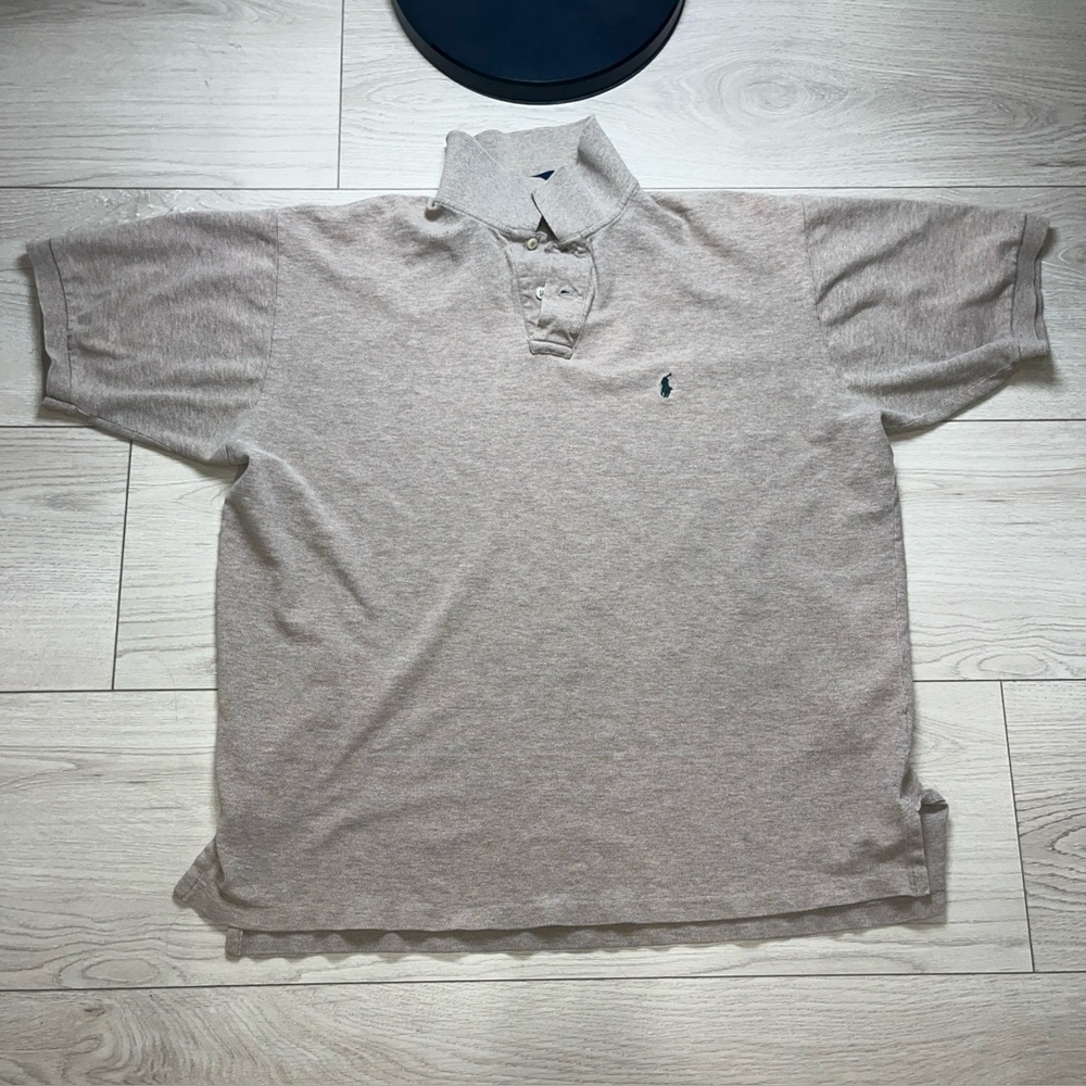 Polo Ralph Lauren Polo Shirt Men’s XL Tan with Green Horse Short Sleeve